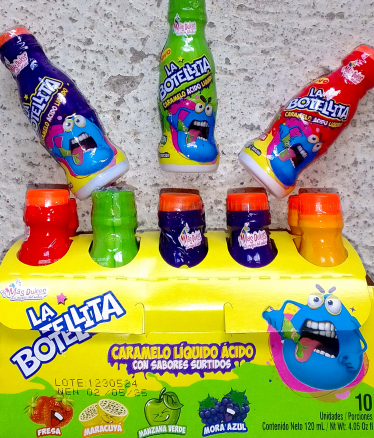 BOTELLITA CARAMELO LIQUIDO ACIDO X 10 UNID (AGOTADO)