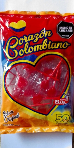 CHUPETA CORAZON COLOMBIANA X 50 UNID